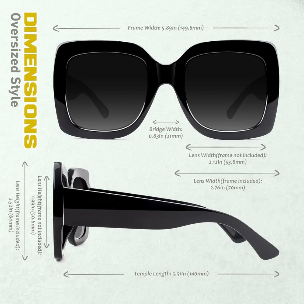 GQUEEN Oversized Square Frame Sunglasses Womens Retro Vintage Trendy Shades,S904 - Picture 4 of 4